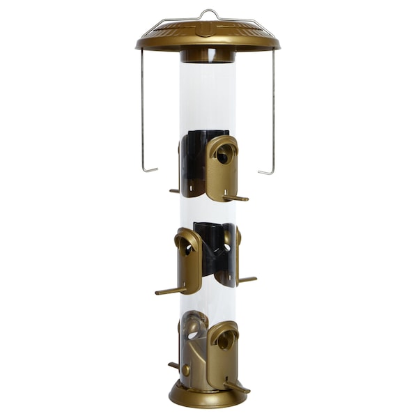 Natures Way Nature's Way Deluxe Wild Bird and Finch 1.5 qt Metal/Plastic Funnel Flip-Top Tube Bird Feeder 6 port NMFFB-19 - main